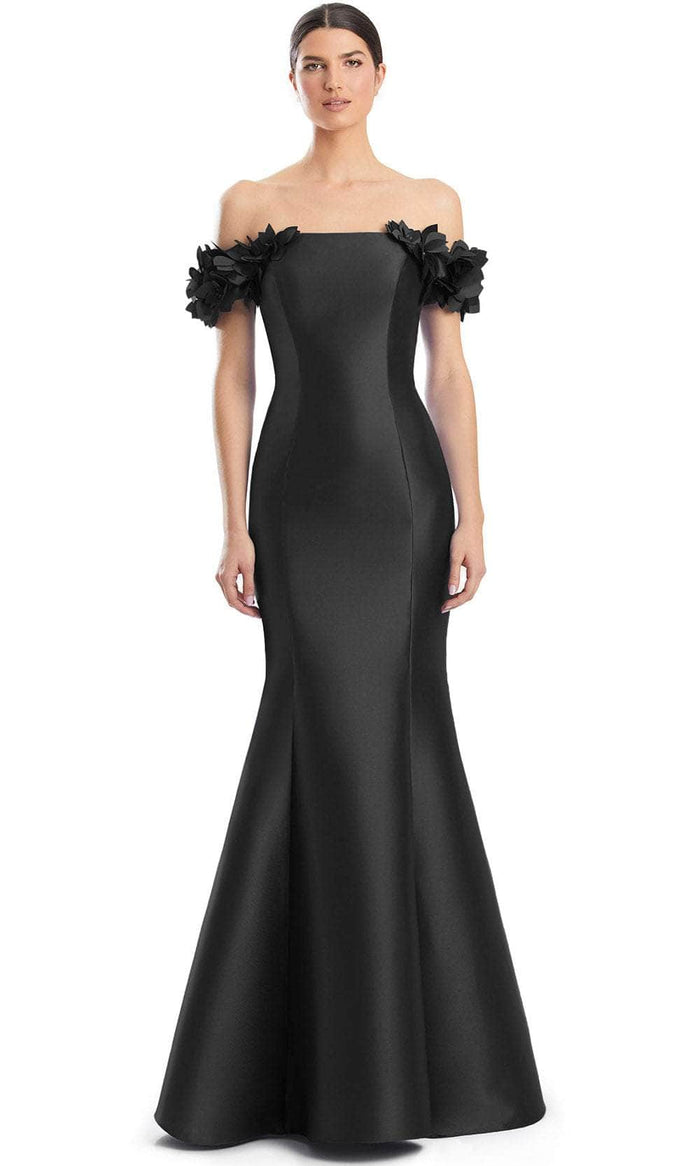 Alexander by Daymor 1991S24 - Floral Appliqued Mermaid Evening Dress Evening Dresses 4 / Black