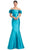 Alexander by Daymor 1991S24 - Floral Appliqued Mermaid Evening Dress Evening Dresses 4 / Turquoise