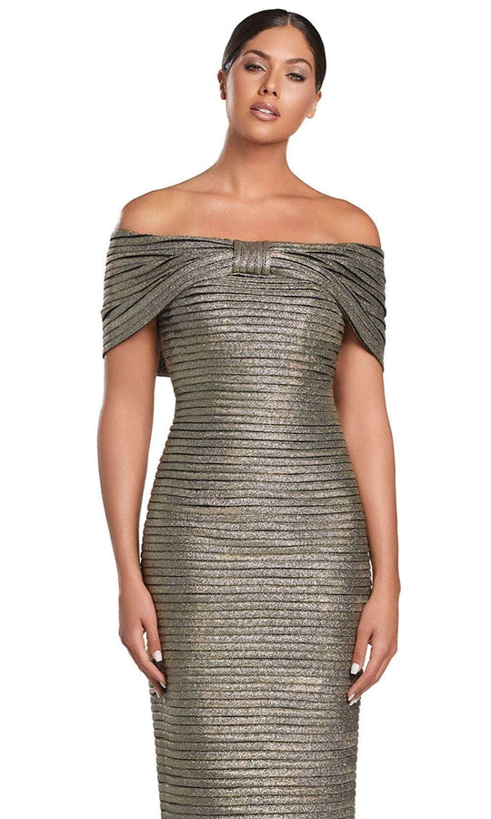 Alexander by Daymor 2066F24 - Off Shoulder Bow Detailed Evening Gown