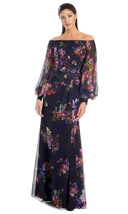 Alexander by Daymor 3045S25 - Bishop Sleeve Floral A-Line Gown