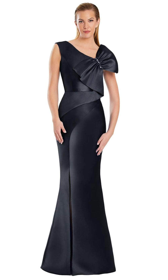 Alexander by Daymor 3055S25 - Asymmetric Neck Bow Detail Mermaid Gown
