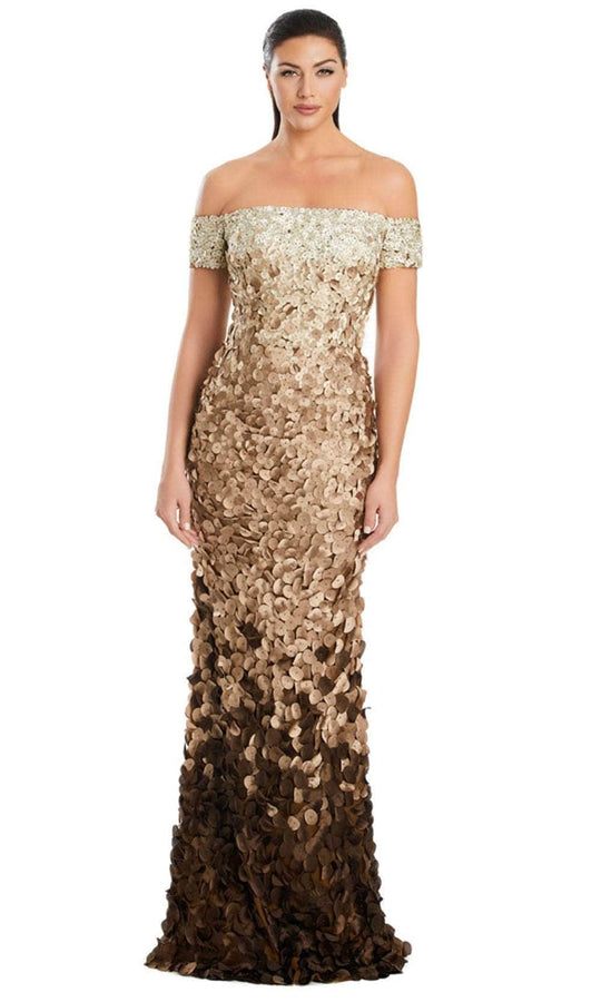 Alexander by Daymor 3063S25 - Petal Appliqued Off-Shoulder Gown