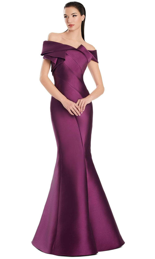 Alexander by Daymor 3079S25 Off-Shoulder Pleated Evening Dress