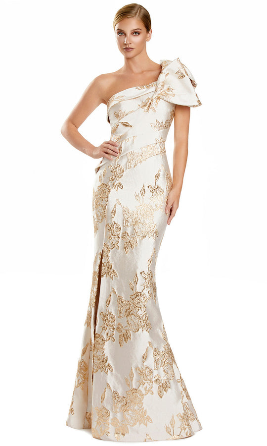 Alexander by Daymor 3105F25 Bow Detailed Pleated Evening Dress