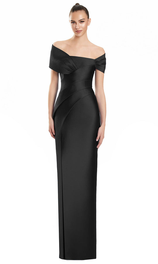 Alexander by Daymor 3127F25 - Pleated Off Shoulder High Slit Gown