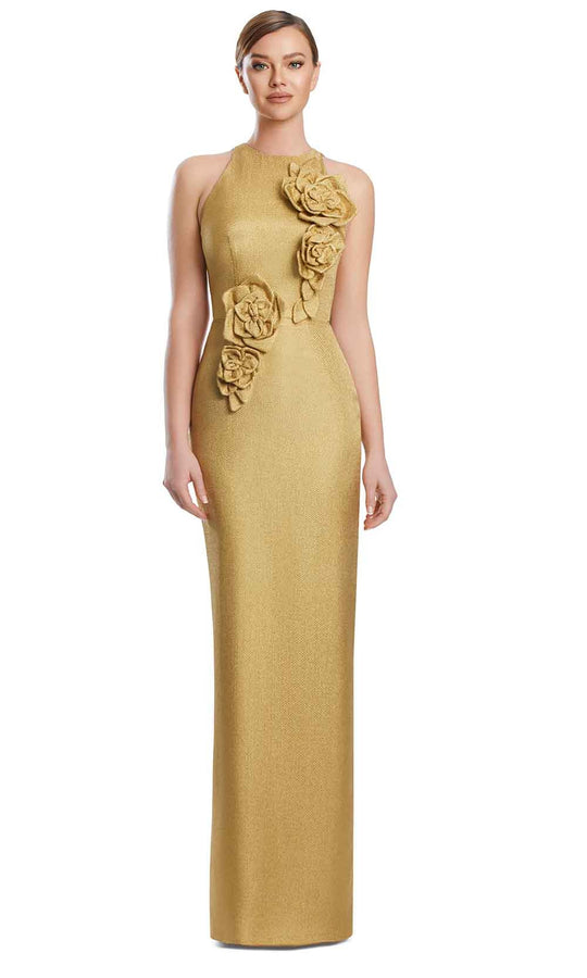 Alexander by Daymor 3200S26 Floral Applique Halter Evening Dress