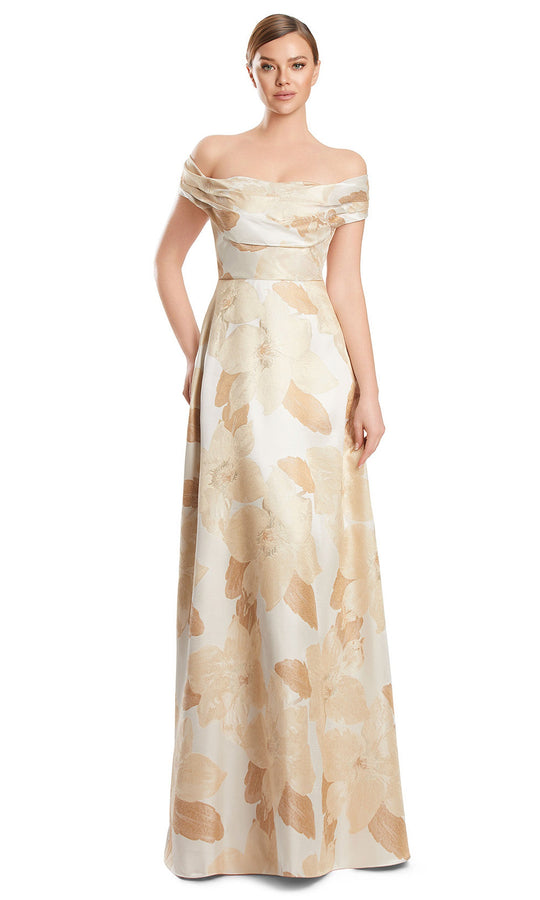 Alexander by Daymor 3247S26 - Off Shoulder Floral Jacquard Gown