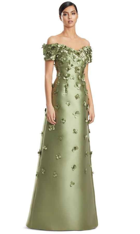 Alexander by Daymor 3259S26 Floral Applique Off Shoulder Evening Dress