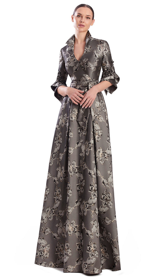 Alexander by Daymor 3311F26 - Floral Three-Quarter Sleeve Evening Gown