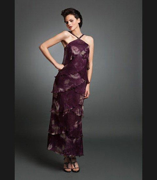 Alexander by Daymor 3451 Beaded Halter Tiered Sheath Evening Dress