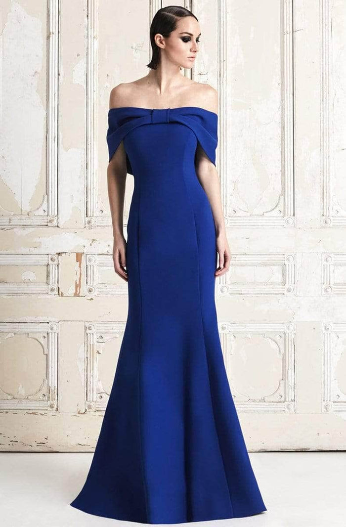 Alexander by Daymor 767 - Ribbon Paneled Trumpet Formal Gown Mother of the Bride Dresses 10 / Navy