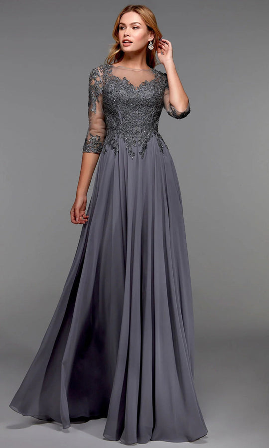 Alyce Paris 27474 - Illusion Bateau Embroidered Formal Dress