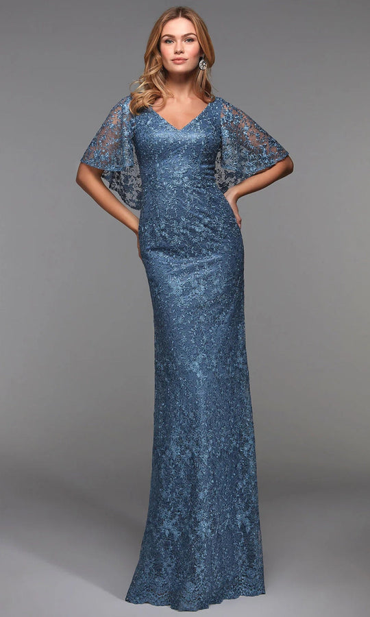 Alyce Paris 27506 - Allover Lace Cape Sleeve Dress