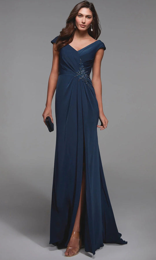 Alyce Paris 27508 - Cap Sleeve Jersey Dress with Beaded Waist