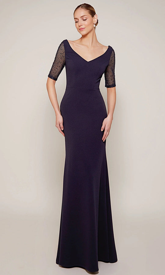 Alyce Paris 27677 - Beaded Sleeve Luxe Jersey Long Dress