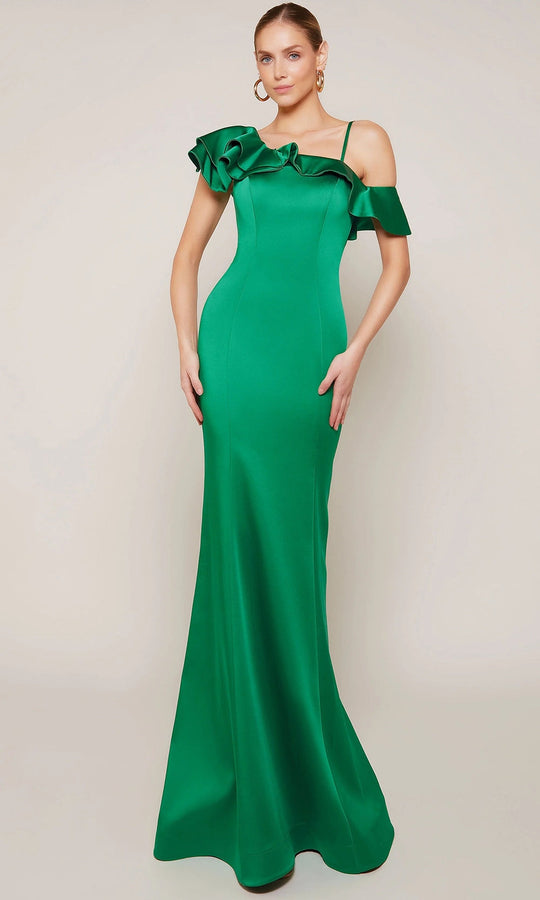Alyce Paris 27691 - Ruffle Accent Luminous Satin Sheath Dress