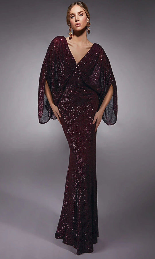 Alyce Paris 27703 - Sequined Cape Sleeve Formal Gown
