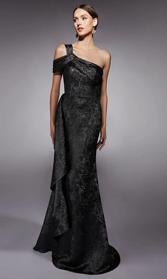 Alyce Paris 27734 - Cold Shoulder Jacquard Sheath Gown