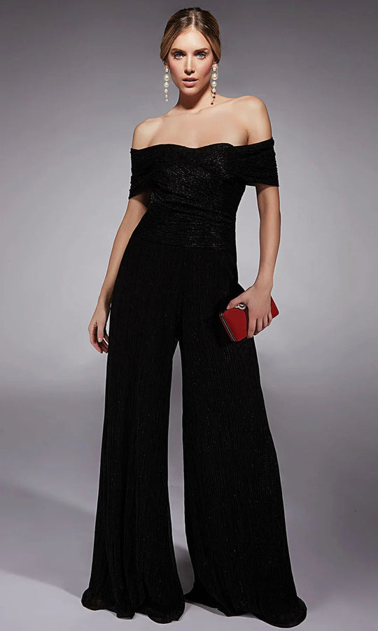 Alyce Paris 27768 - Crinkle Chiffon Off Shoulder Jumpsuit