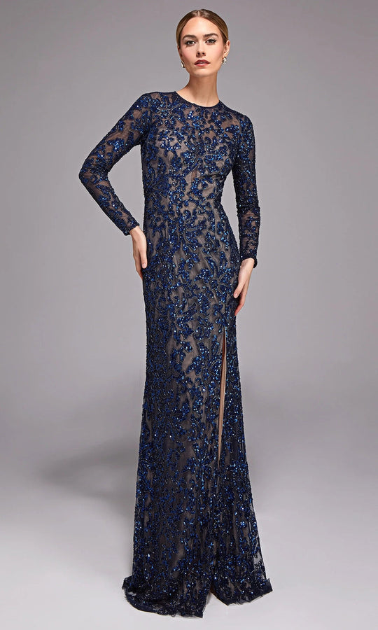 Alyce Paris 27788 - Beaded Illusion Sleeve Column Gown