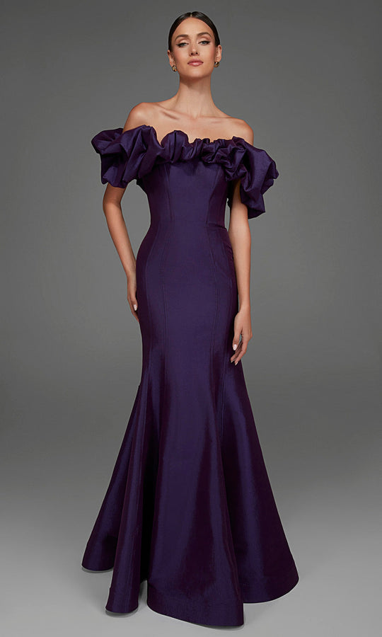 Alyce Paris 27895 - Ruffled Neckline Taffeta Mermaid Gown