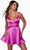 Alyce Paris 3126 - Strappy Cutout Satin Cocktail Dress Special Occasion Dress 000 / Neon Purple