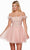Alyce Paris 3129 - Feather Detailed Off-Shoulder Cocktail Dress Homecoming Dresses 000 / French Pink