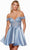 Alyce Paris 3141 - Lace-Applique Off-Shoulder Cocktail Dress Homecoming Dresses 000 / French Blue