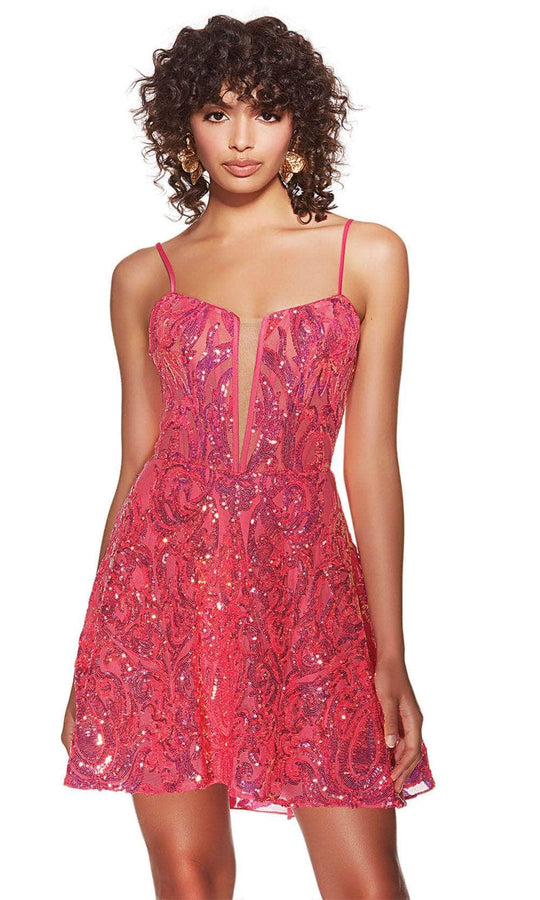 Alyce Paris 3768 - Sequined Adjustable Straps Cocktail Dress