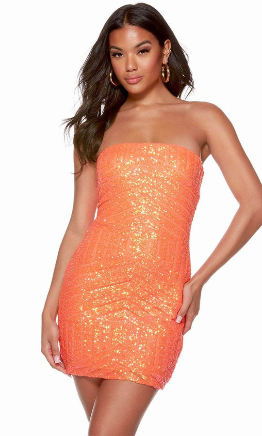 Alyce Paris 4631 - Strapless Fitted Homecoming Dress Party Dresses 000 / Hot Coral