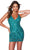 Alyce Paris 4640 - V-Neck Geometric Beaded Cocktail Dress Party Dresses 000 / Jade