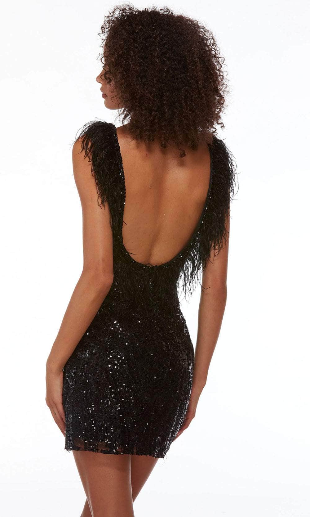 4676 Alyce Paris 4676 - Feather Detail Sleeveless Cocktail Dress – Couture Candy