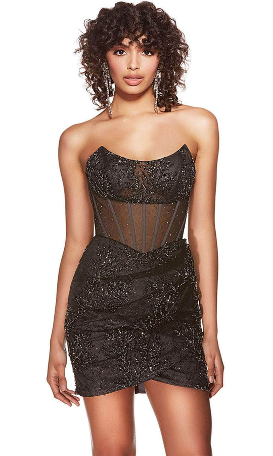 Alyce Paris 4864 - Scoop Neck Sheer Corset Cocktail Dress Cocktail Dresses