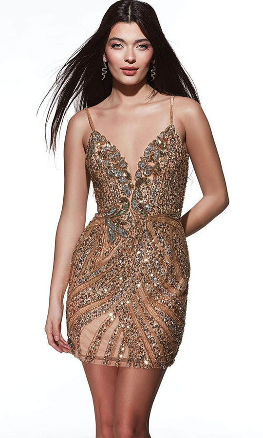 Alyce Paris 4879 - Plunging V-Neck Hand Beaded Cocktail Dress