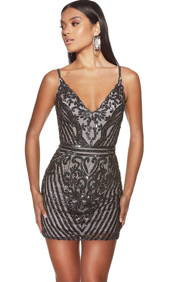 Alyce Paris 4883 - Intricate Sequin Embellished V-Neck Cocktail Dress Cocktail Dresses
