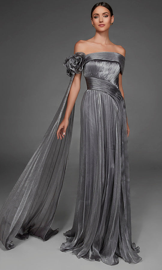 Alyce Paris 55032 - Off Shoulder Pleated A-Line Gown