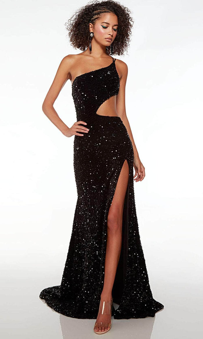 Alyce Paris 61707 - Sequin One-Sleeve Prom Dress Special Occasion Dress 000 / Black