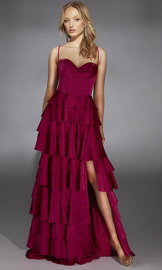Alyce Paris 61738 - Satin Chiffon A-Line Gown with Cowl Neck