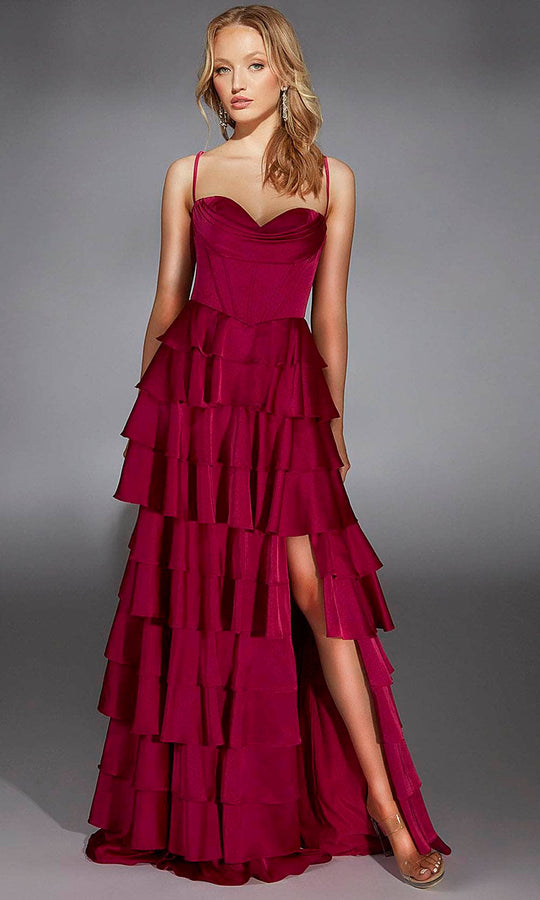 Alyce Paris 61738 - Satin Chiffon A-Line Gown with Cowl Neck