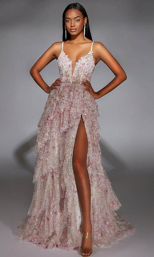 Alyce Paris 61745 - Floral Applique A-line Evening Gown