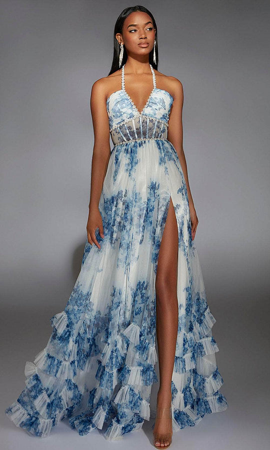 Alyce Paris 61757 - Floral Halter A-Line Gown