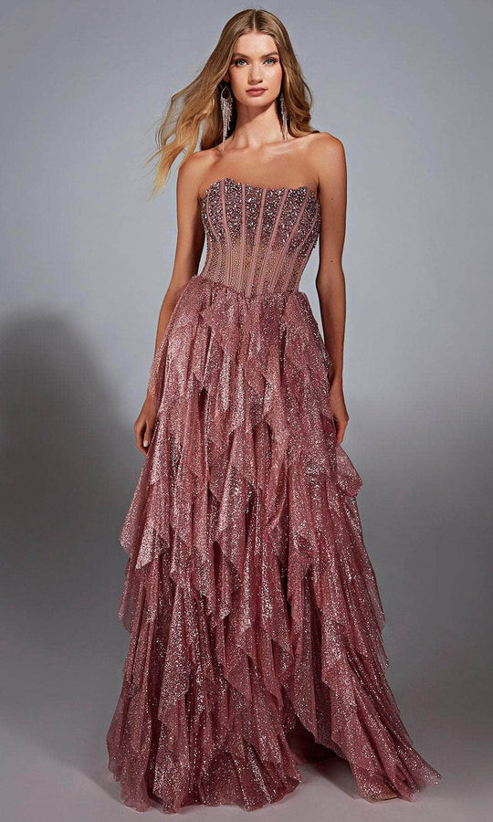 Alyce Paris 61762 - Strapless Glitter Tulle A-Line Gown