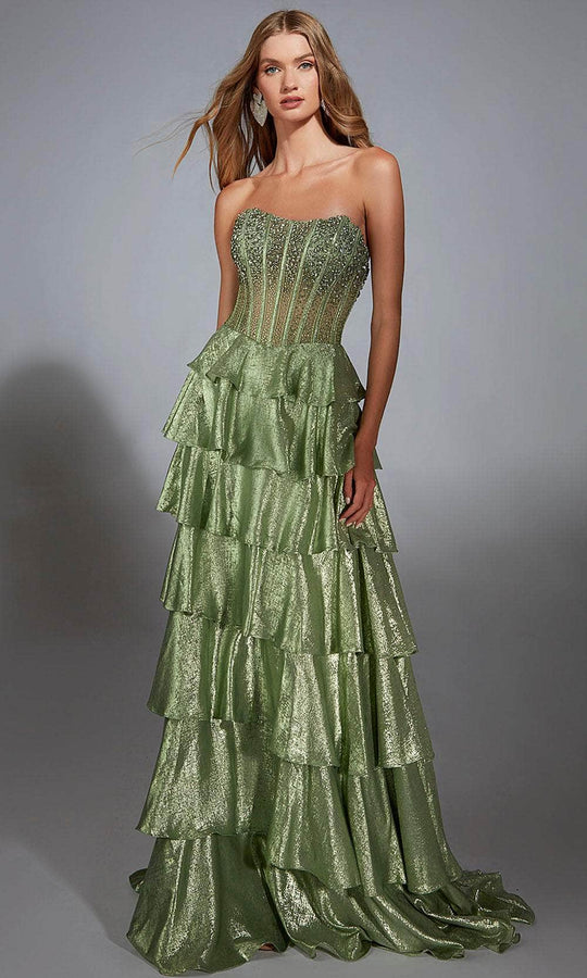 Alyce Paris 61783 - Metallic Voile Strapless A-line Gown