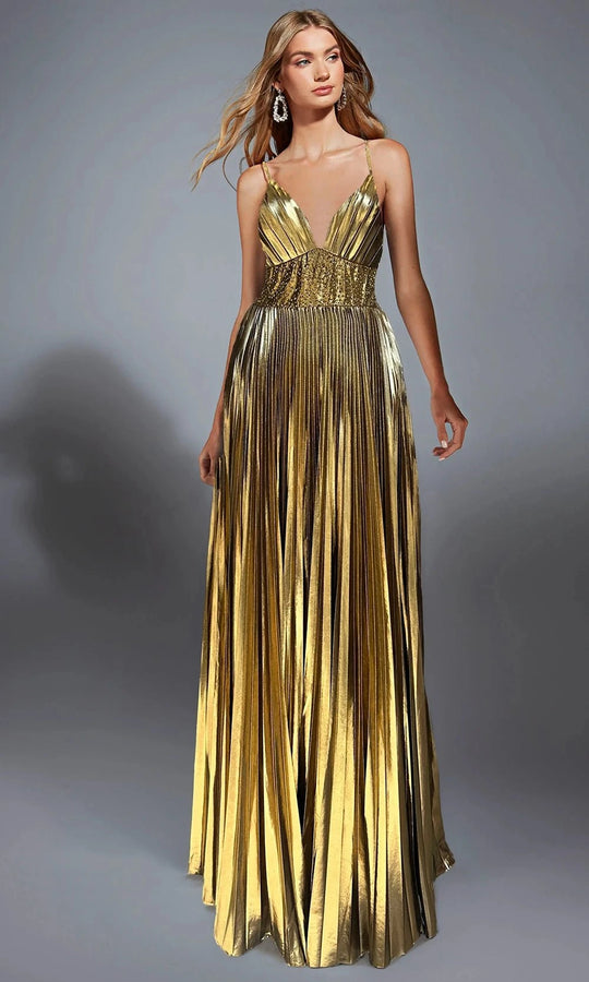 Alyce Paris 61804 - Pleated Metallic Evening Gown
