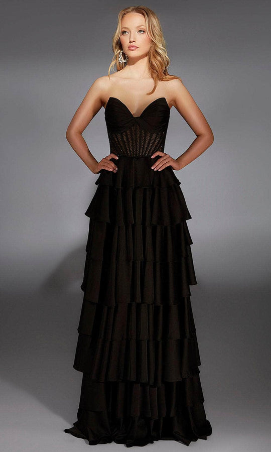 Alyce Paris 61833 - Strapless Tiered Ruffle Satin Gown