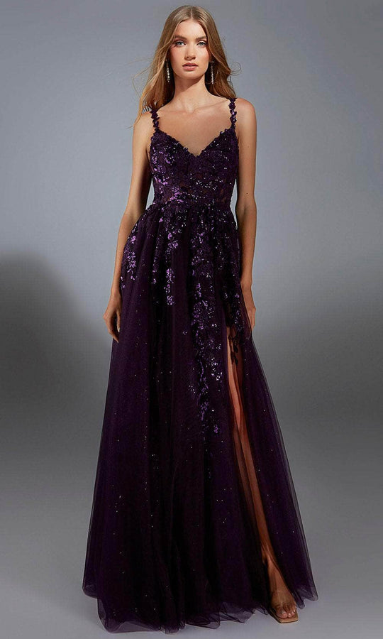 Alyce Paris 61891 - Embroidered Tulle V-Neck Evening Gown