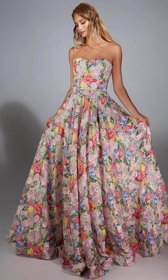 Alyce Paris 61913 - Strapless Floral Print Ballgown