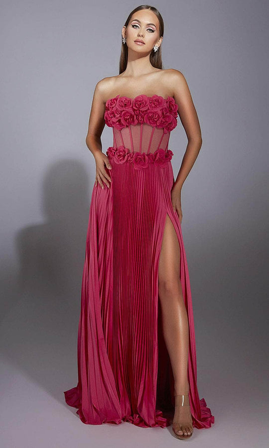 Alyce Paris 61935 - Floral Strapless Pleated Gown