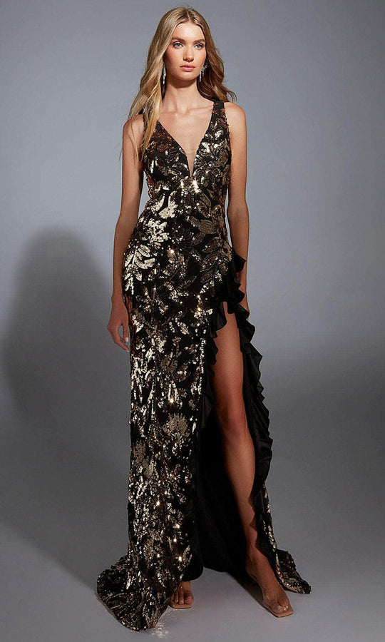 Alyce Paris 61975 - Metallic Floral Sheath Gown