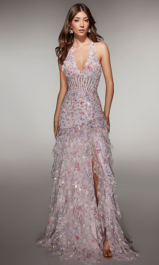Alyce Paris 61999 - Halter Corset Tiered Gown